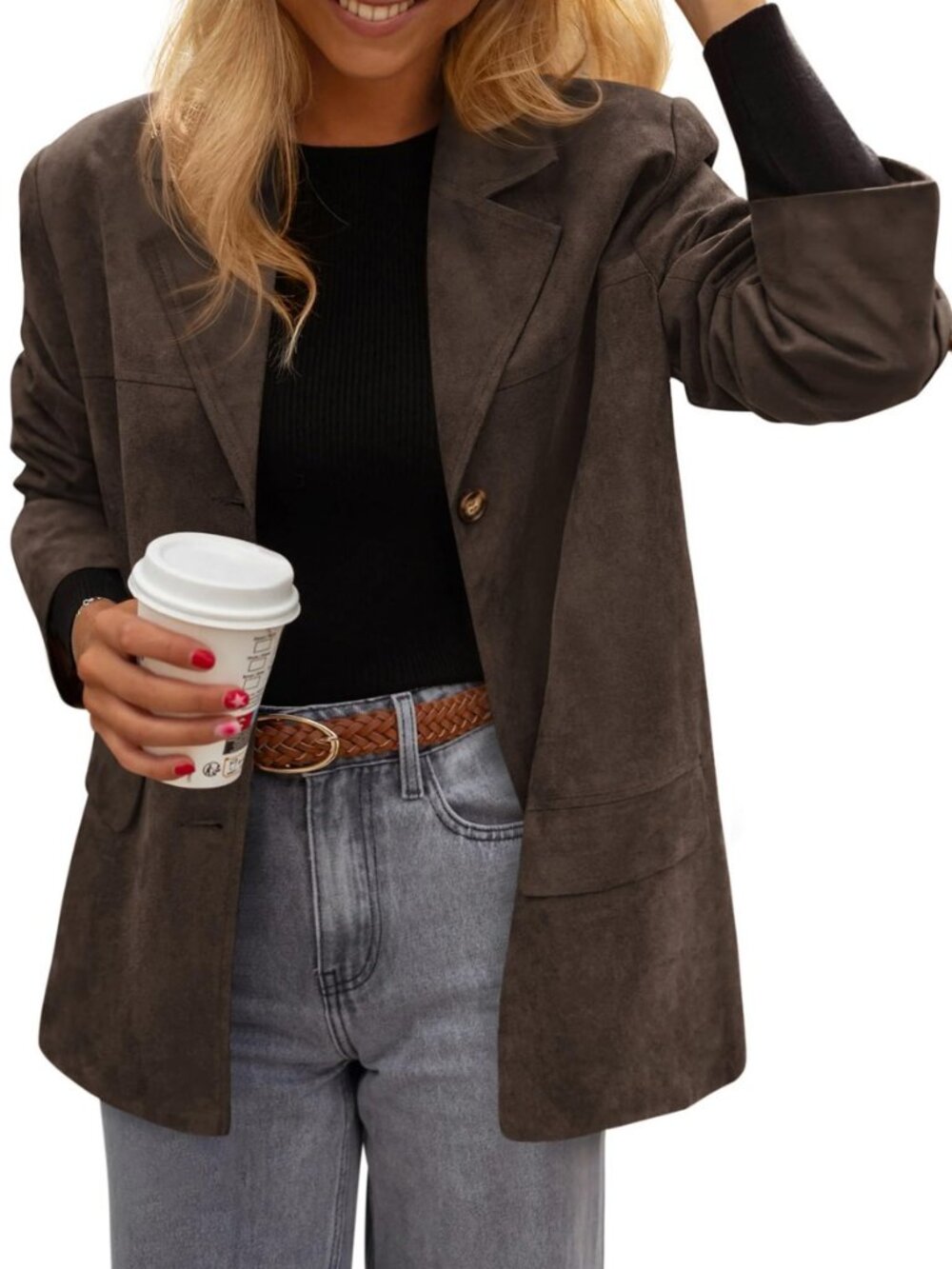 Blazers for Women Western Fall Faux Suede Jacket